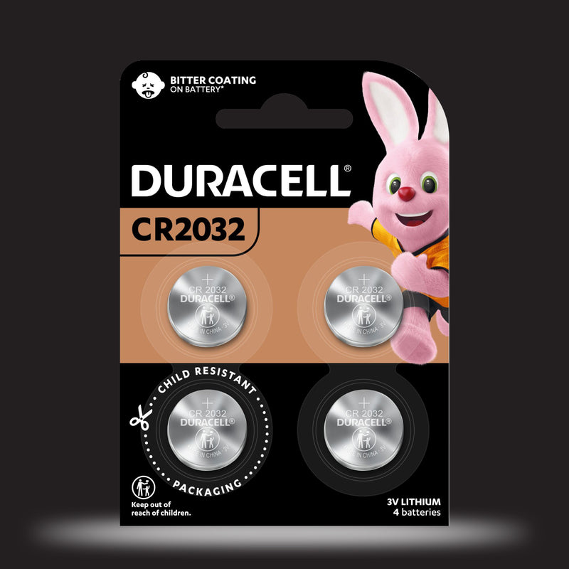Duracell Specialty CR2032 Lithium Coin Battery 3V, pack of 4